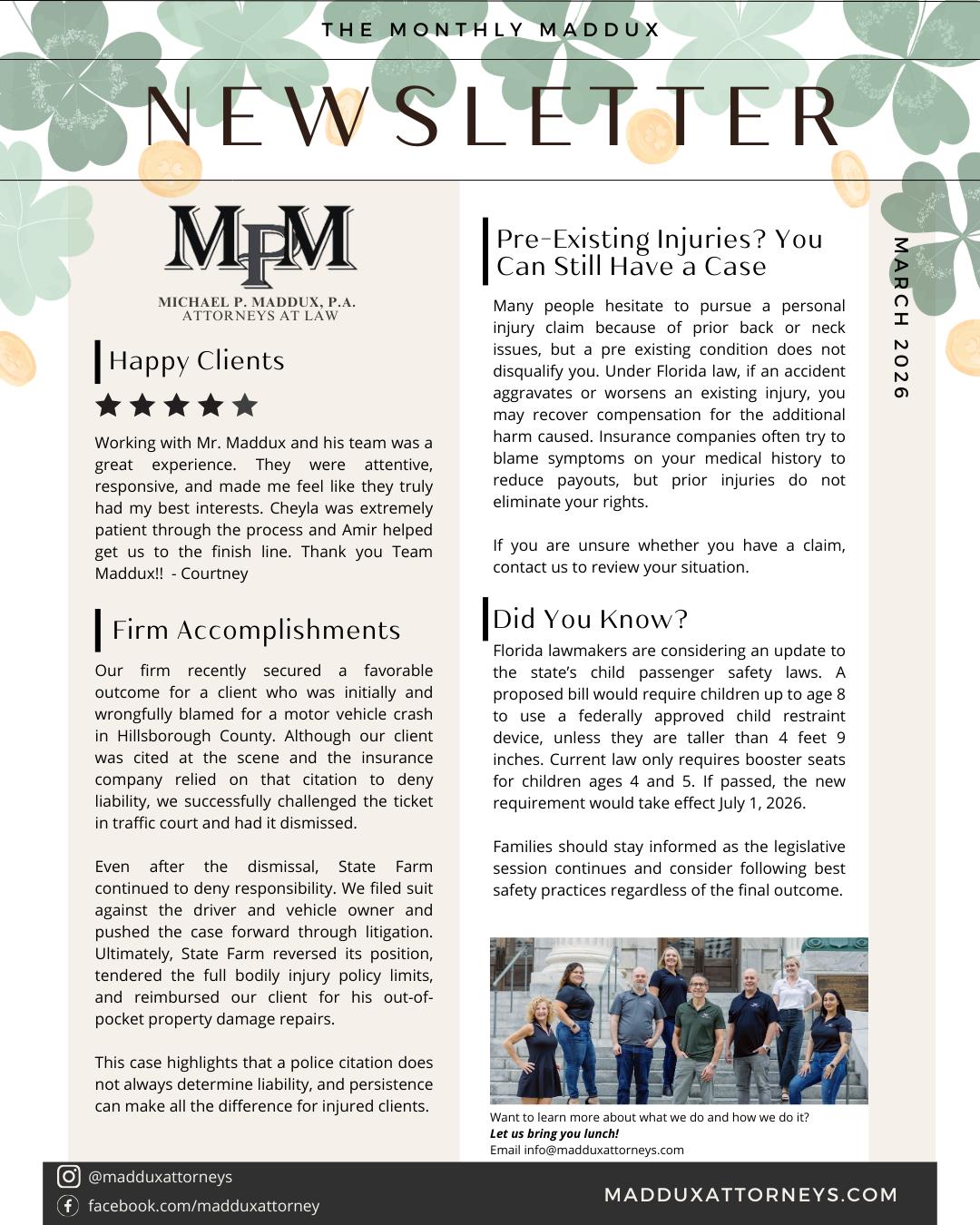 monthly maddux newsletters